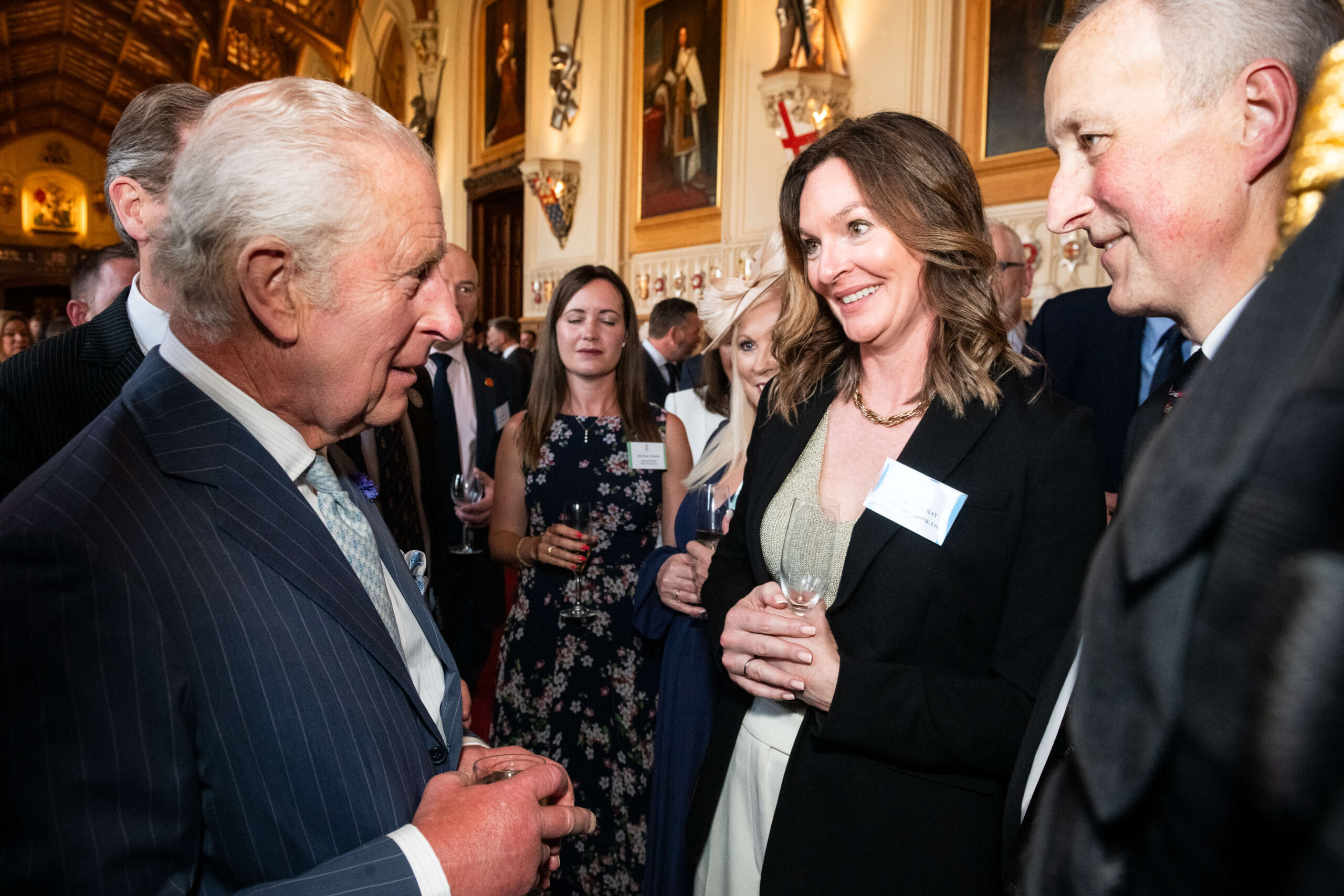 Joanne Kay, Finance and Operations Director of Technical Services meeting His Majesty The King at the Kings Award Reception at Windsor Castle